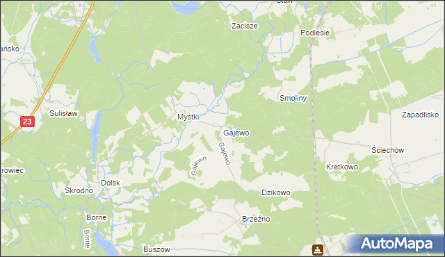 mapa Gajewo gmina Lubiszyn, Gajewo gmina Lubiszyn na mapie Targeo