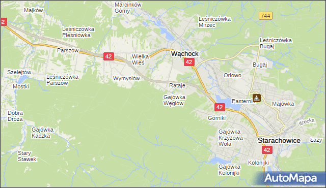 mapa Gajówka Węglów, Gajówka Węglów na mapie Targeo