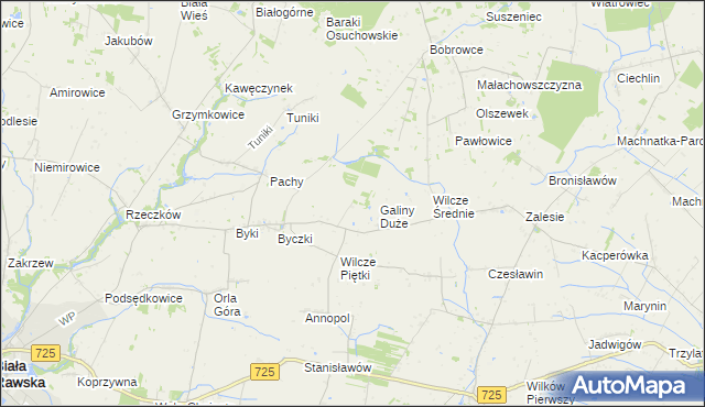 mapa Galinki gmina Biała Rawska, Galinki gmina Biała Rawska na mapie Targeo