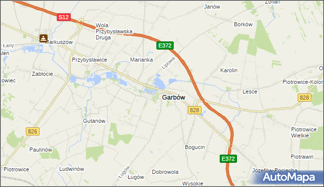 mapa Garbów powiat lubelski, Garbów powiat lubelski na mapie Targeo