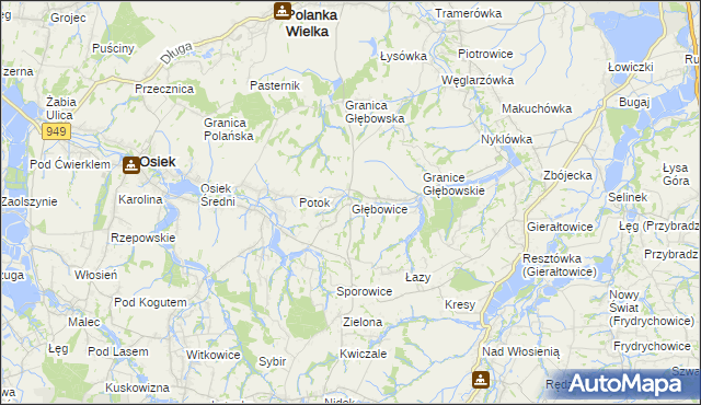 mapa Głębowice gmina Osiek, Głębowice gmina Osiek na mapie Targeo
