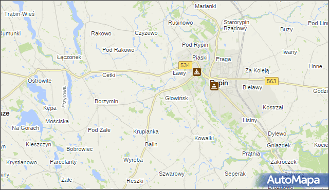 mapa Głowińsk, Głowińsk na mapie Targeo