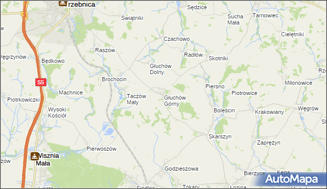 mapa Głuchów Górny, Głuchów Górny na mapie Targeo