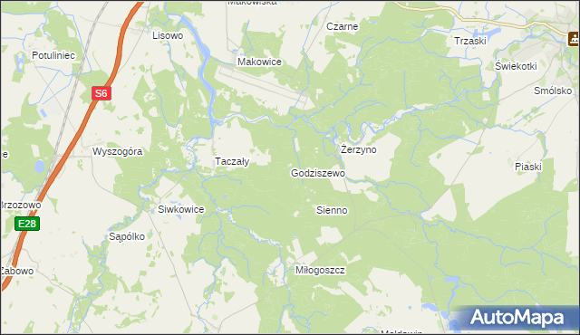 mapa Godziszewo gmina Resko, Godziszewo gmina Resko na mapie Targeo