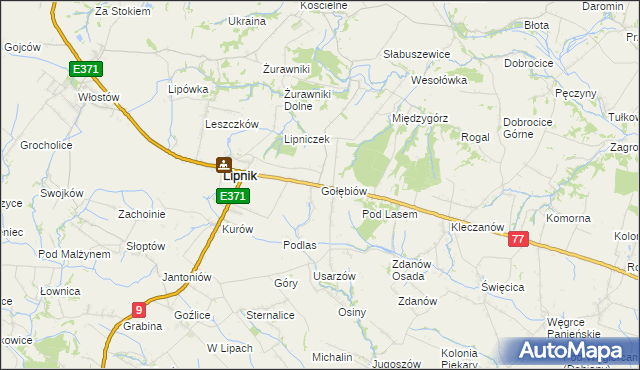 mapa Gołębiów gmina Lipnik, Gołębiów gmina Lipnik na mapie Targeo