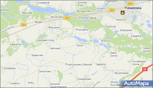 mapa Góra gmina Pobiedziska, Góra gmina Pobiedziska na mapie Targeo