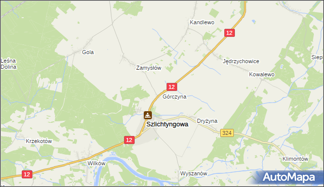 mapa Górczyna gmina Szlichtyngowa, Górczyna gmina Szlichtyngowa na mapie Targeo