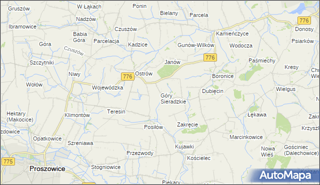 mapa Góry Sieradzkie, Góry Sieradzkie na mapie Targeo