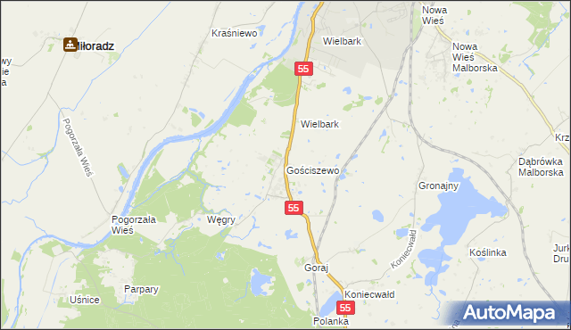 mapa Gościszewo, Gościszewo na mapie Targeo