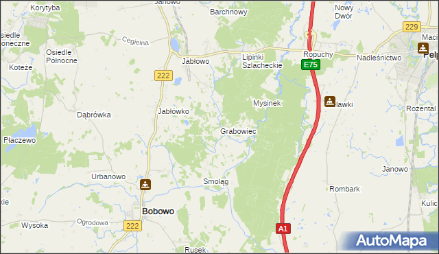 mapa Grabowiec gmina Bobowo, Grabowiec gmina Bobowo na mapie Targeo