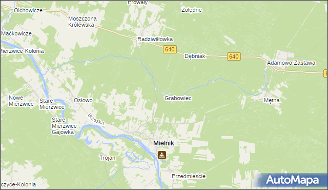 mapa Grabowiec gmina Mielnik, Grabowiec gmina Mielnik na mapie Targeo