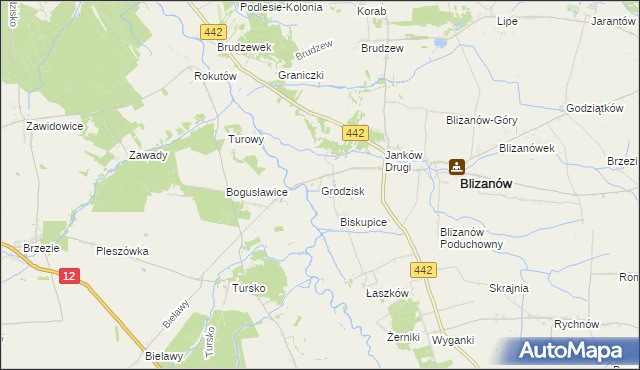 mapa Grodzisk gmina Blizanów, Grodzisk gmina Blizanów na mapie Targeo