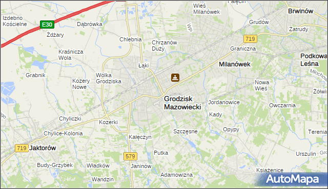 mapa Grodzisk Mazowiecki, Grodzisk Mazowiecki na mapie Targeo