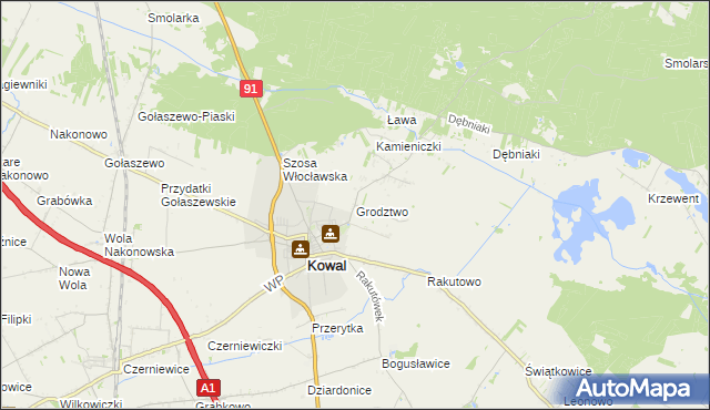 mapa Grodztwo gmina Kowal, Grodztwo gmina Kowal na mapie Targeo