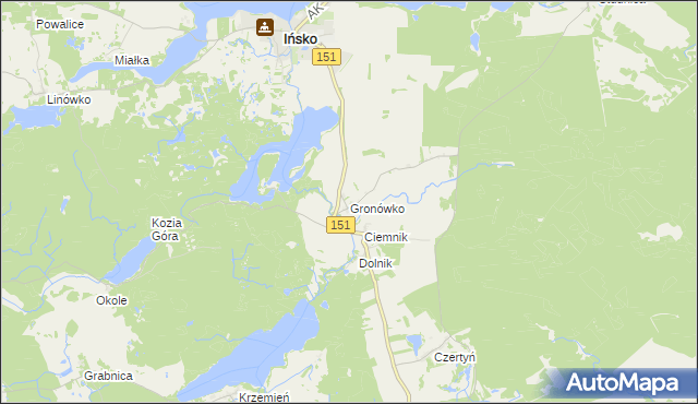 mapa Gronówko gmina Ińsko, Gronówko gmina Ińsko na mapie Targeo