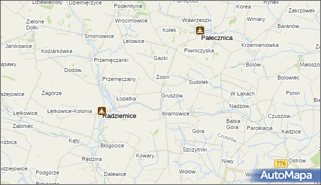 mapa Gruszów gmina Pałecznica, Gruszów gmina Pałecznica na mapie Targeo