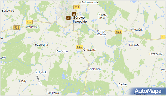 mapa Gruszyny, Gruszyny na mapie Targeo