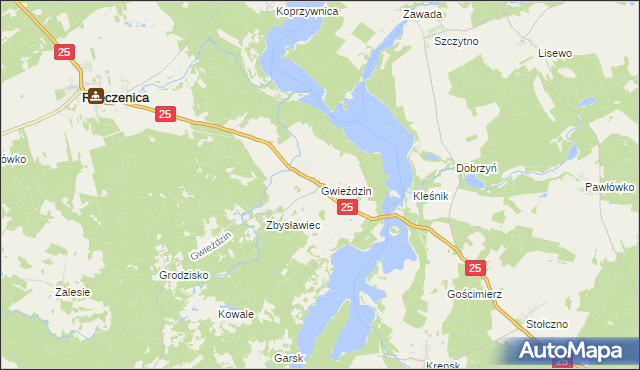 mapa Gwieździn, Gwieździn na mapie Targeo