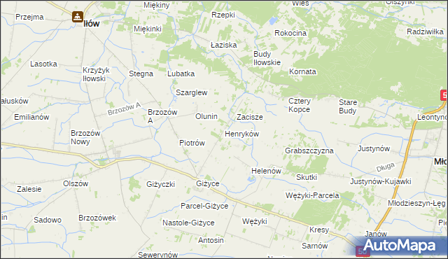 mapa Henryków gmina Iłów, Henryków gmina Iłów na mapie Targeo