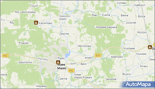 mapa Henrykowo gmina Nowe Miasto, Henrykowo gmina Nowe Miasto na mapie Targeo
