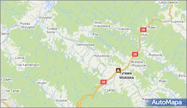 mapa Hołuczków, Hołuczków na mapie Targeo