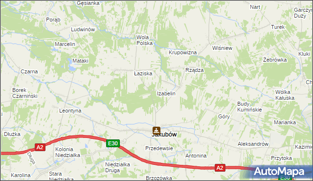 mapa Izabelin gmina Jakubów, Izabelin gmina Jakubów na mapie Targeo