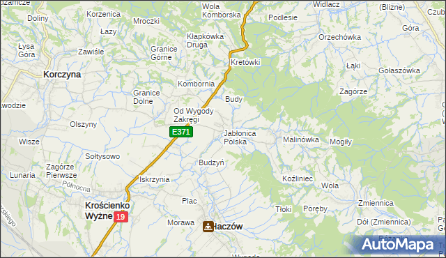 mapa Jabłonica Polska, Jabłonica Polska na mapie Targeo