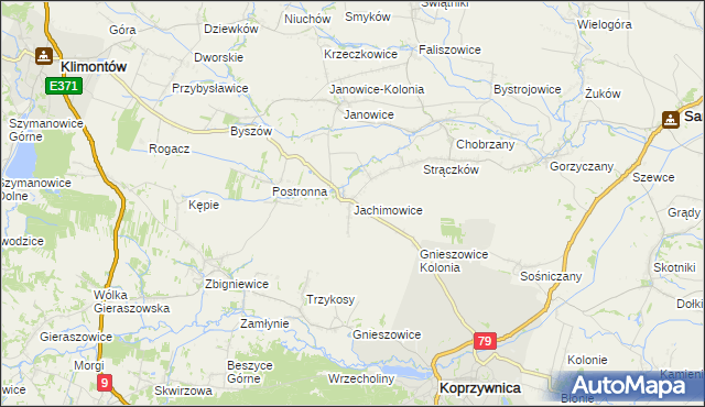 mapa Jachimowice, Jachimowice na mapie Targeo