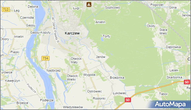 mapa Janów gmina Karczew, Janów gmina Karczew na mapie Targeo