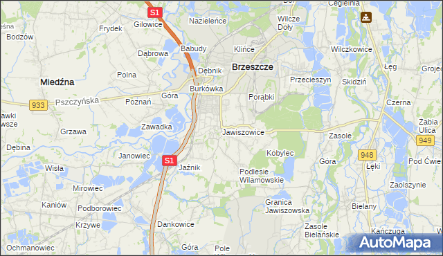 mapa Jawiszowice, Jawiszowice na mapie Targeo