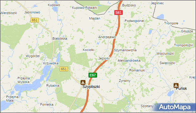 mapa Jeziorki gmina Szypliszki, Jeziorki gmina Szypliszki na mapie Targeo