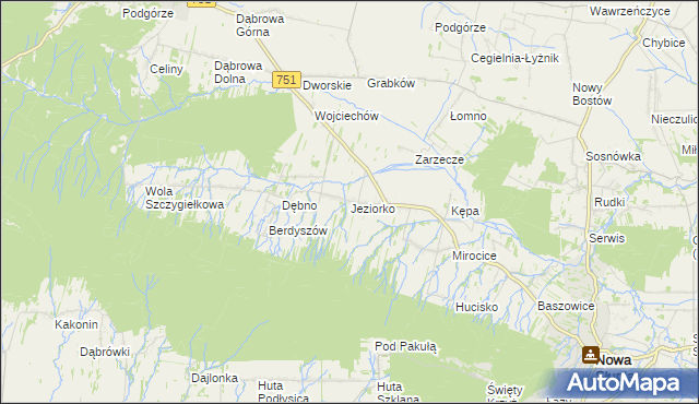 mapa Jeziorko gmina Nowa Słupia, Jeziorko gmina Nowa Słupia na mapie Targeo