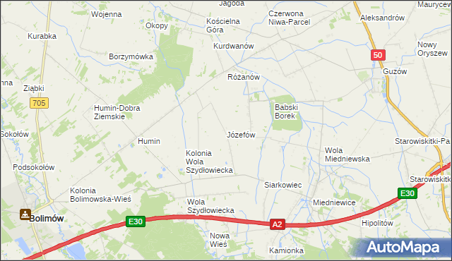 mapa Józefów gmina Bolimów, Józefów gmina Bolimów na mapie Targeo