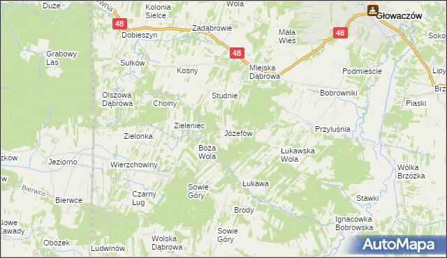 mapa Józefów gmina Głowaczów, Józefów gmina Głowaczów na mapie Targeo