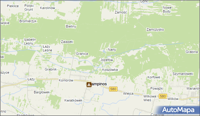 mapa Józefów gmina Kampinos, Józefów gmina Kampinos na mapie Targeo