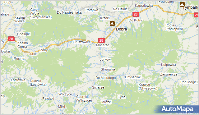 mapa Jurków gmina Dobra, Jurków gmina Dobra na mapie Targeo