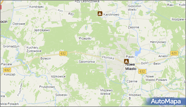 mapa Kadłubówka gmina Nowe Miasto, Kadłubówka gmina Nowe Miasto na mapie Targeo