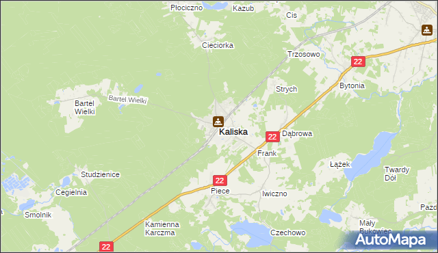 mapa Kaliska powiat starogardzki, Kaliska powiat starogardzki na mapie Targeo