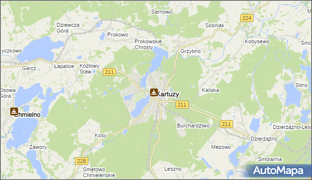 mapa Kartuzy, Kartuzy na mapie Targeo