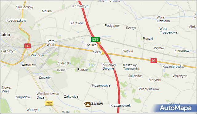 mapa Kaszewy Kościelne, Kaszewy Kościelne na mapie Targeo