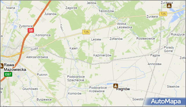 mapa Kazimierzów gmina Regnów, Kazimierzów gmina Regnów na mapie Targeo