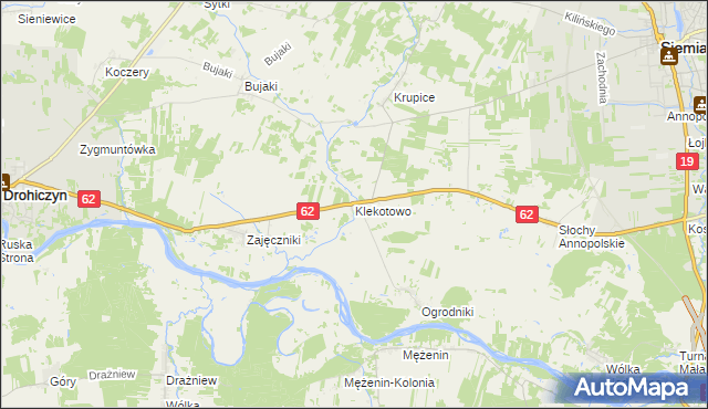 mapa Klekotowo gmina Siemiatycze, Klekotowo gmina Siemiatycze na mapie Targeo