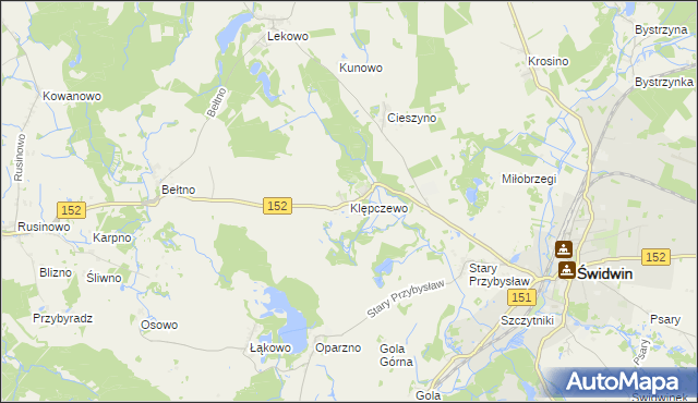 mapa Klępczewo, Klępczewo na mapie Targeo