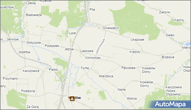 mapa Klimontówek, Klimontówek na mapie Targeo