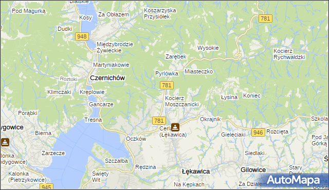 mapa Kocierz Moszczanicki, Kocierz Moszczanicki na mapie Targeo