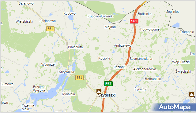 mapa Kociołki gmina Szypliszki, Kociołki gmina Szypliszki na mapie Targeo