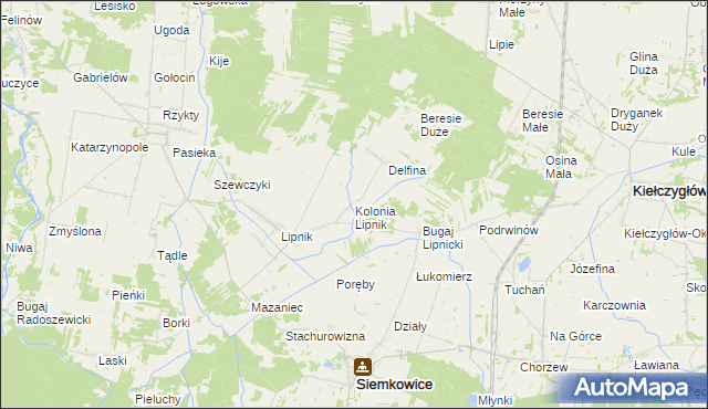mapa Kolonia Lipnik gmina Siemkowice, Kolonia Lipnik gmina Siemkowice na mapie Targeo