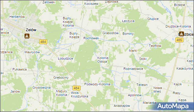 mapa Kolonia Ostoja, Kolonia Ostoja na mapie Targeo