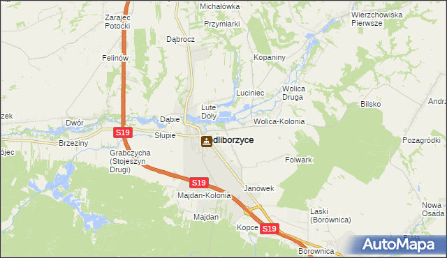 mapa Kolonia Zamek, Kolonia Zamek na mapie Targeo