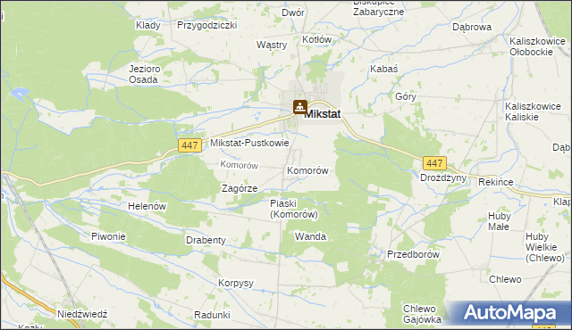 mapa Komorów gmina Mikstat, Komorów gmina Mikstat na mapie Targeo